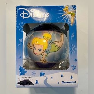 Disney Tinkerbell Christmas Blue Holiday Decoupage Ornament.